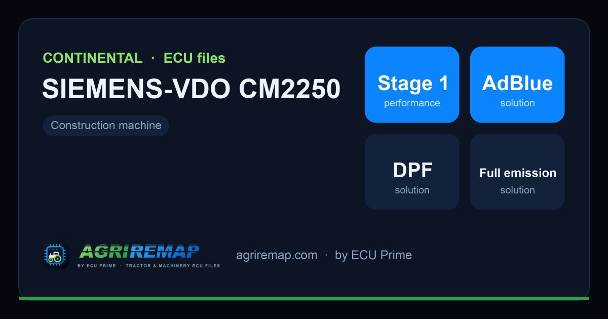 CONTINENTAL SIEMENS-VDO CM2250 ECU ailesi için mevcut çözümler: Stage 1 Yazılım, DPF İptali, AdBlue / SCR İptali
