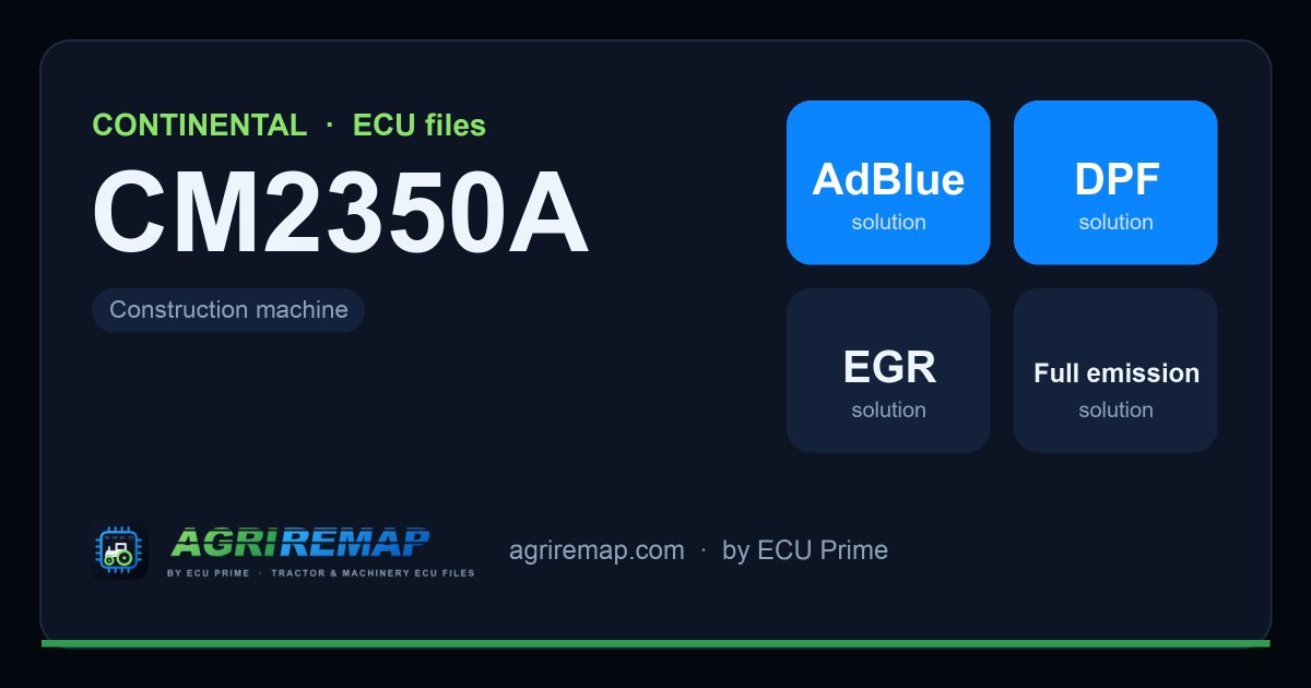CONTINENTAL CM2350A ECU ailesi için mevcut çözümler: DPF İptali, AdBlue / SCR İptali, Stage 1 Yazılım, EGR İptali