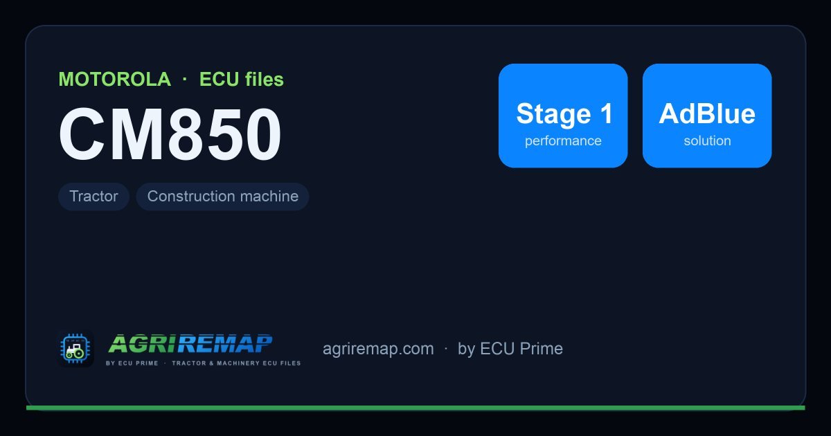 MOTOROLA CM850 ECU ailesi için mevcut çözümler: Stage 1 Yazılım, AdBlue / SCR İptali