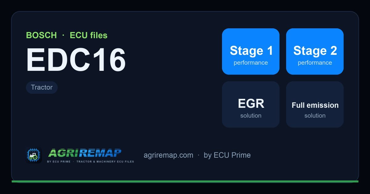 BOSCH EDC16 ECU ailesi için mevcut çözümler: Stage 1 Yazılım, EGR İptali, DPF İptali, AdBlue / SCR İptali