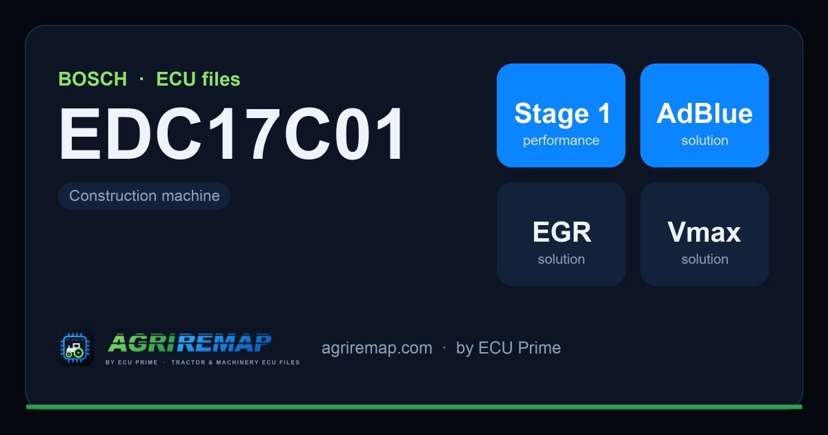 BOSCH EDC17C01 ECU ailesi için mevcut çözümler: Stage 1 Yazılım, AdBlue / SCR İptali, EGR İptali, DPF İptali