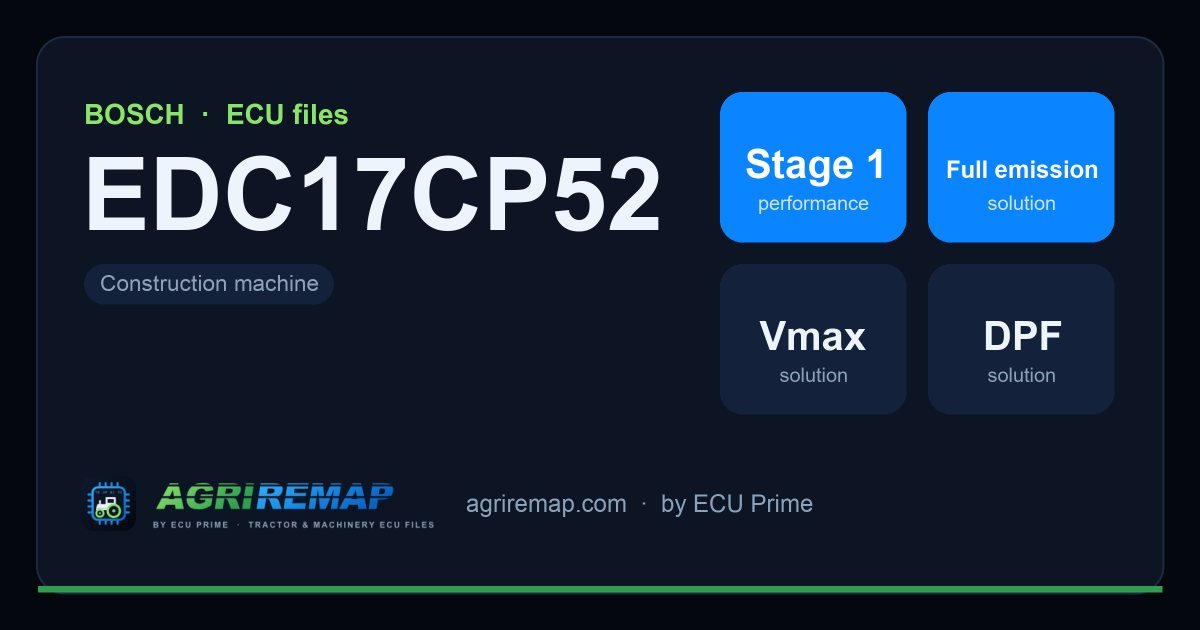 BOSCH EDC17CP52 ECU ailesi için mevcut çözümler: Stage 1 Yazılım, DPF İptali, EGR İptali, AdBlue / SCR İptali