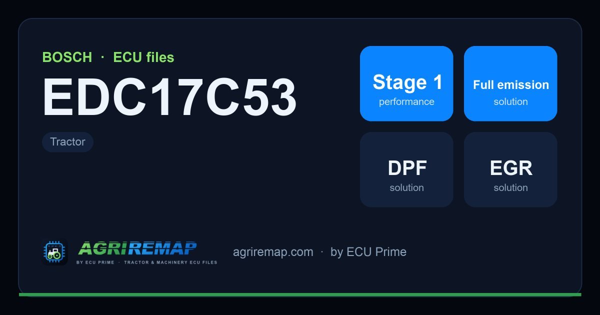 BOSCH EDC17C53 ECU ailesi için mevcut çözümler: Stage 1 Yazılım, DPF İptali, EGR İptali, AdBlue / SCR İptali
