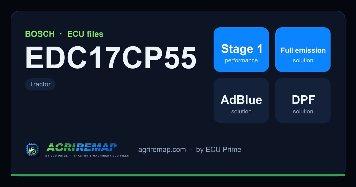 BOSCH EDC17CP55 ECU ailesi için mevcut çözümler: DPF İptali, Stage 1 Yazılım, AdBlue / SCR İptali, EGR İptali