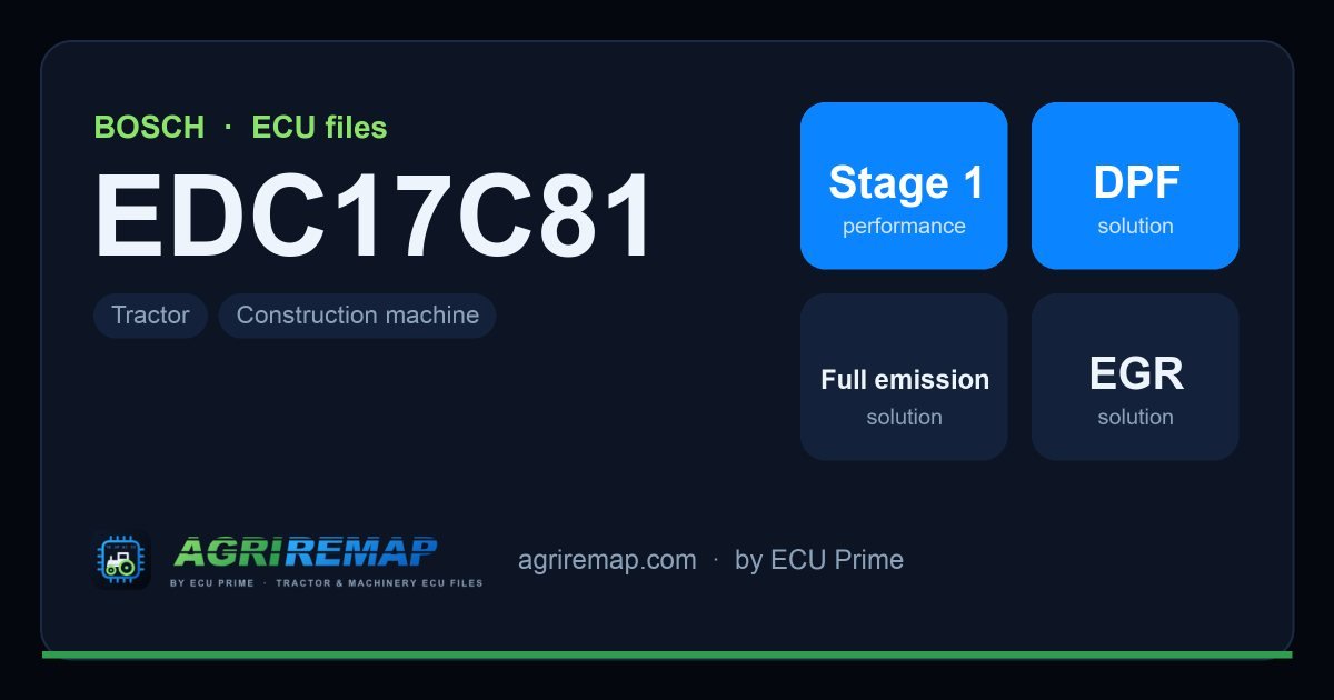 BOSCH EDC17C81 ECU ailesi için mevcut çözümler: DPF İptali, Stage 1 Yazılım, EGR İptali, AdBlue / SCR İptali