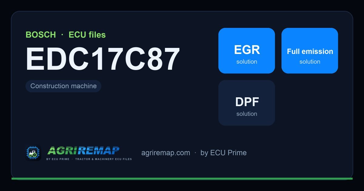 BOSCH EDC17C87 ECU ailesi için mevcut çözümler: DPF İptali, EGR İptali, AdBlue / SCR İptali