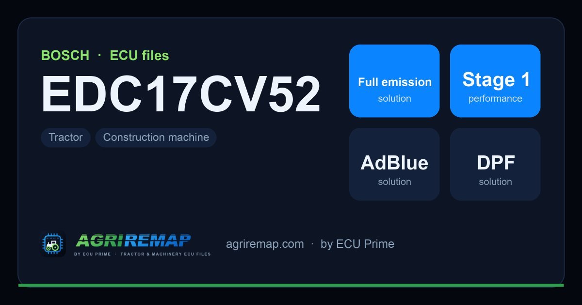 BOSCH EDC17CV52 ECU ailesi için mevcut çözümler: DPF İptali, Stage 1 Yazılım, AdBlue / SCR İptali, EGR İptali
