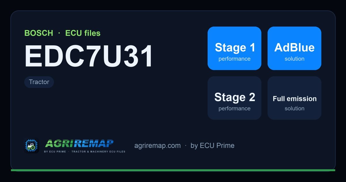 BOSCH EDC7U31 ECU ailesi için mevcut çözümler: Stage 1 Yazılım, AdBlue / SCR İptali, DPF İptali