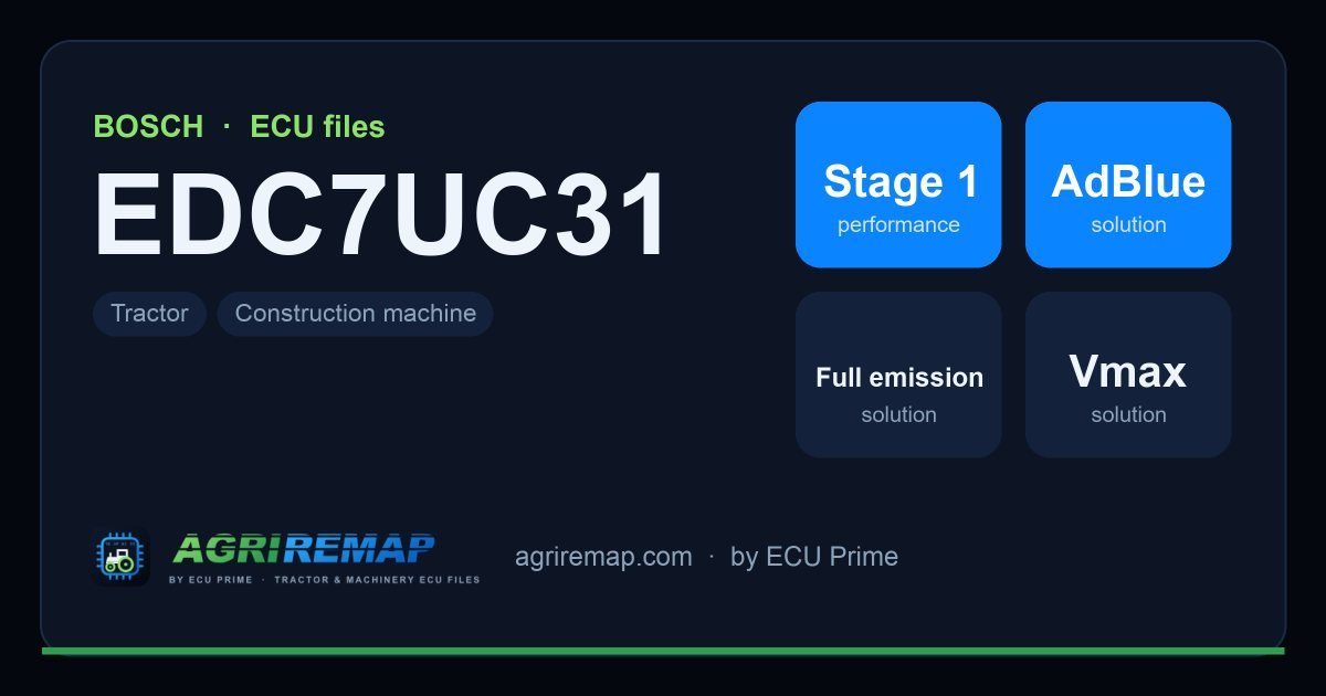 BOSCH EDC7UC31 ECU ailesi için mevcut çözümler: Stage 1 Yazılım, AdBlue / SCR İptali, DPF İptali