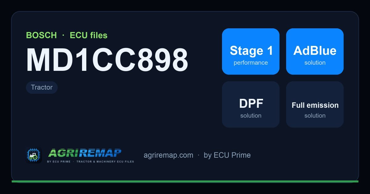 BOSCH MD1CC898 ECU ailesi için mevcut çözümler: Stage 1 Yazılım, DPF İptali, EGR İptali, AdBlue / SCR İptali