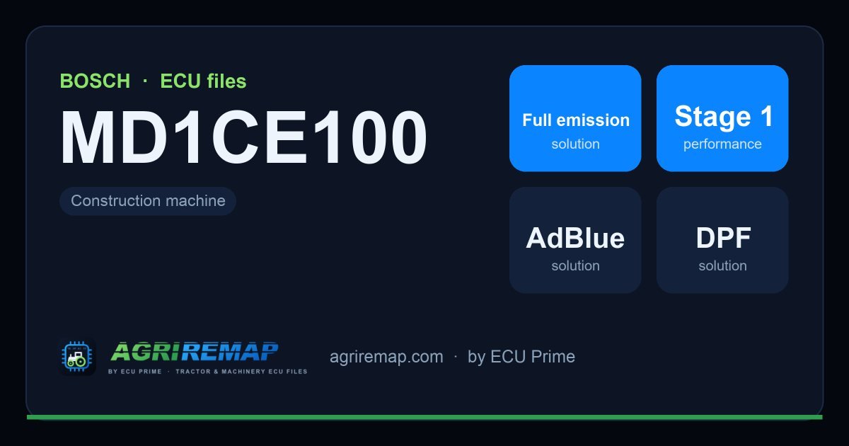 BOSCH MD1CE100 ECU ailesi için mevcut çözümler: DPF İptali, Stage 1 Yazılım, AdBlue / SCR İptali, EGR İptali