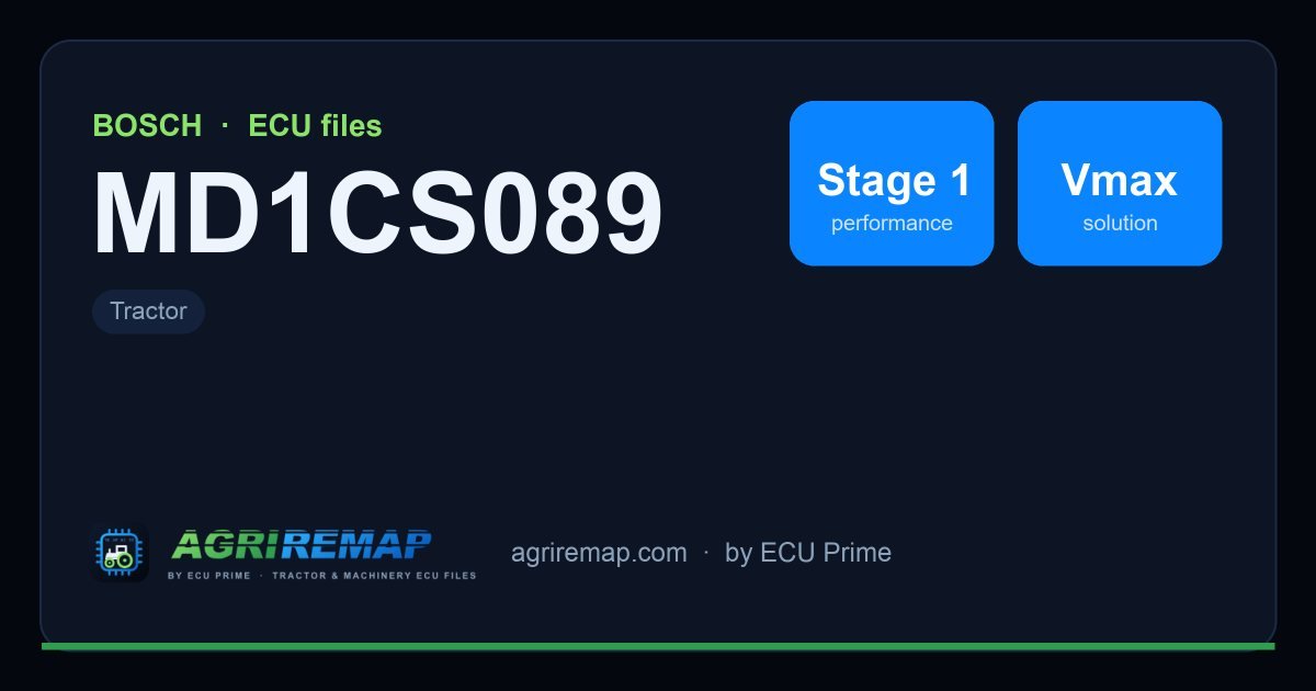 BOSCH MD1CS089 ECU ailesi için mevcut çözümler: Stage 1 Yazılım, AdBlue / SCR İptali, DPF İptali, EGR İptali