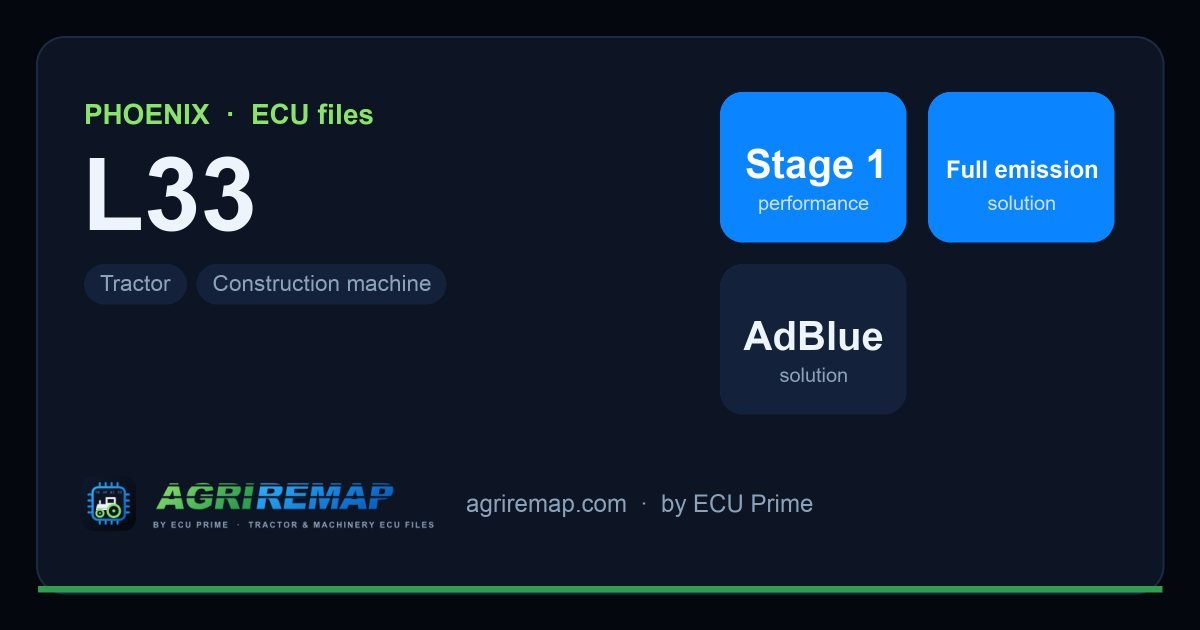 PHOENIX L33 ECU ailesi için mevcut çözümler: Stage 1 Yazılım, DPF İptali, AdBlue / SCR İptali