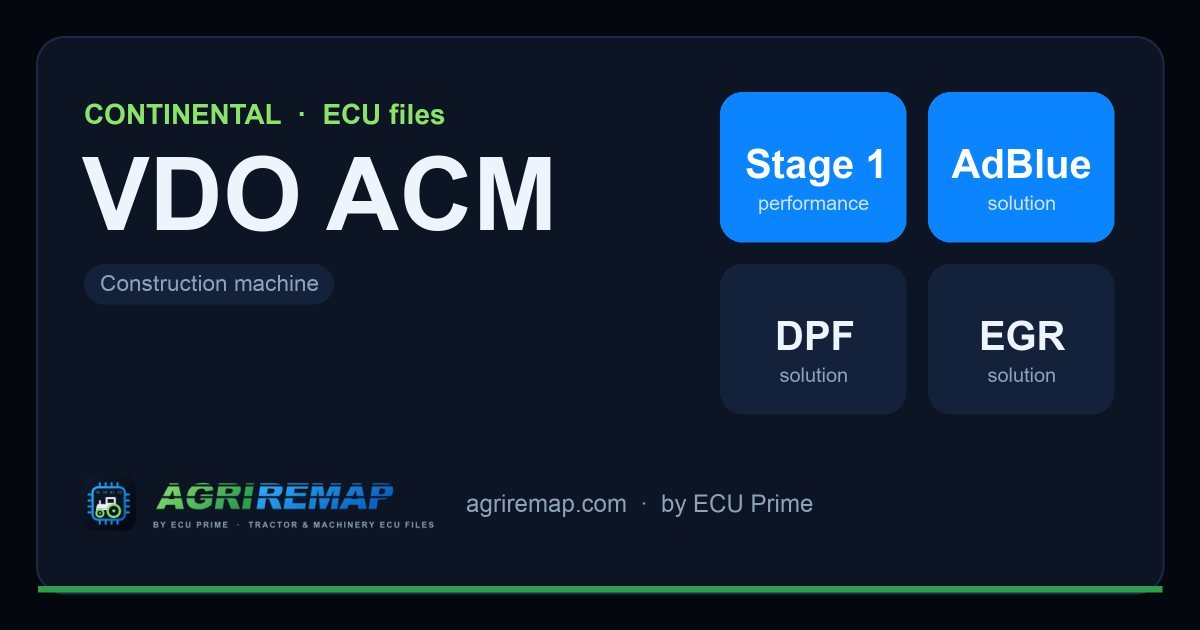 CONTINENTAL VDO ACM ECU ailesi için mevcut çözümler: Stage 1 Yazılım, DPF İptali, AdBlue / SCR İptali, EGR İptali